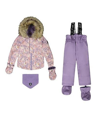 Deux par Deux Girls' Two-Piece Play Snowsuit Cat Jacket - Baby, Little Kid