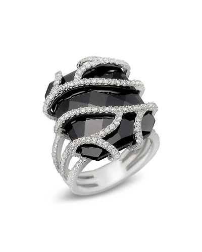 Diamond and Black Onyx Ring in 14K White Gold, 1.20 tcw - Exclusive