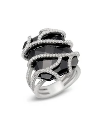 Diamond and Black Onyx Ring in 14K White Gold, 1.20 tcw - Exclusive
