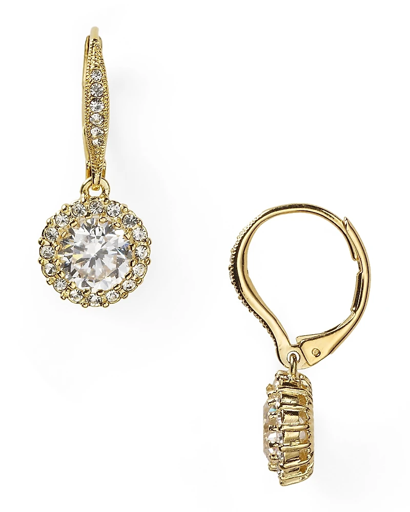 Nadri Framed Round Cubic Zirconia Drop Earrings