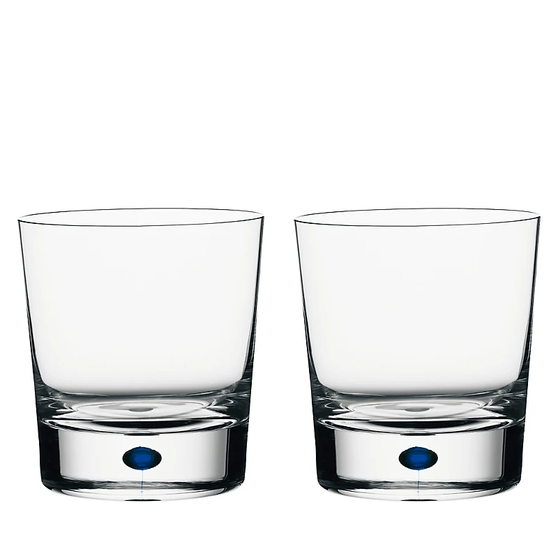 Orrefors Intermezzo Blue Set of 2 Double Old Fashioned Glasses