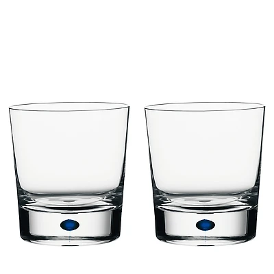 Orrefors Intermezzo Blue Set of 2 Double Old Fashioned Glasses