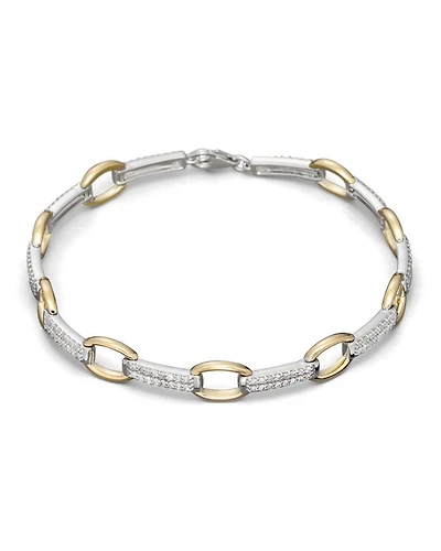 Pavé Diamond Link Bracelet in 14K White and Yellow Gold, 0.75 tcw - Exclusive
