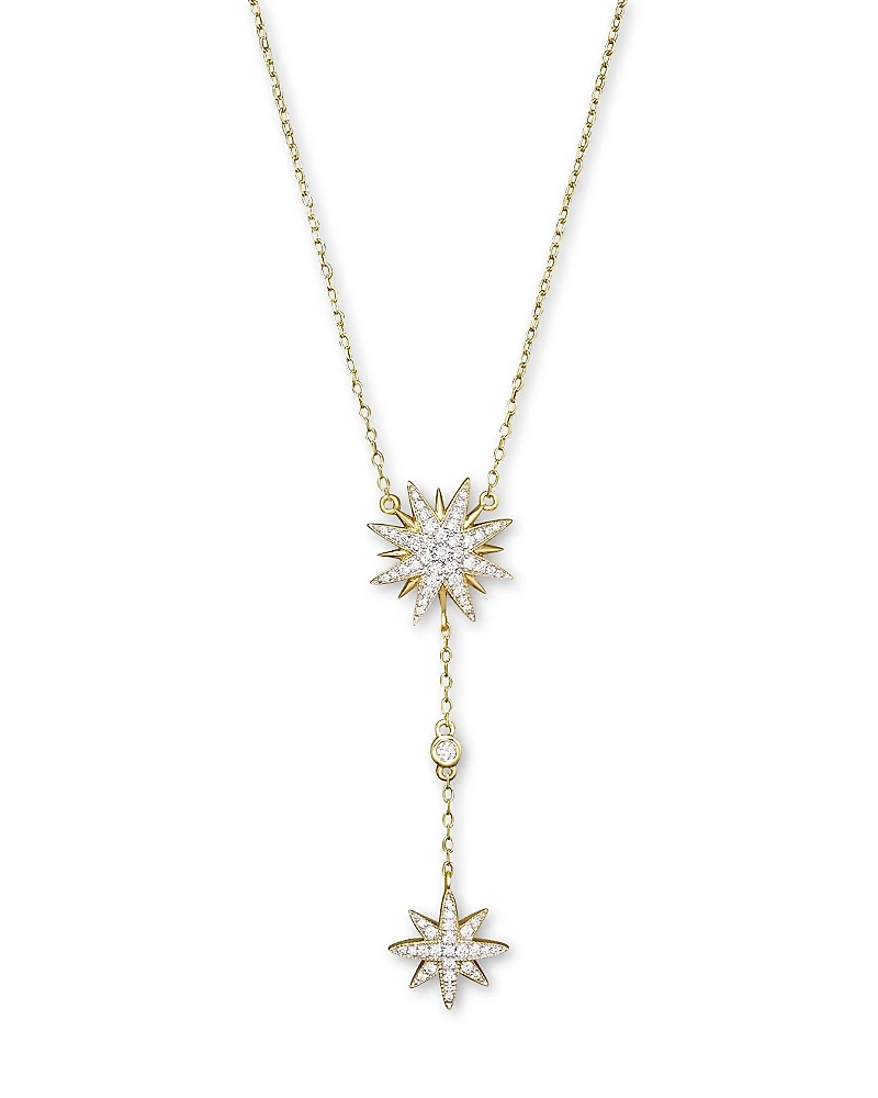 Diamond Starburst Drop Pendant Necklace