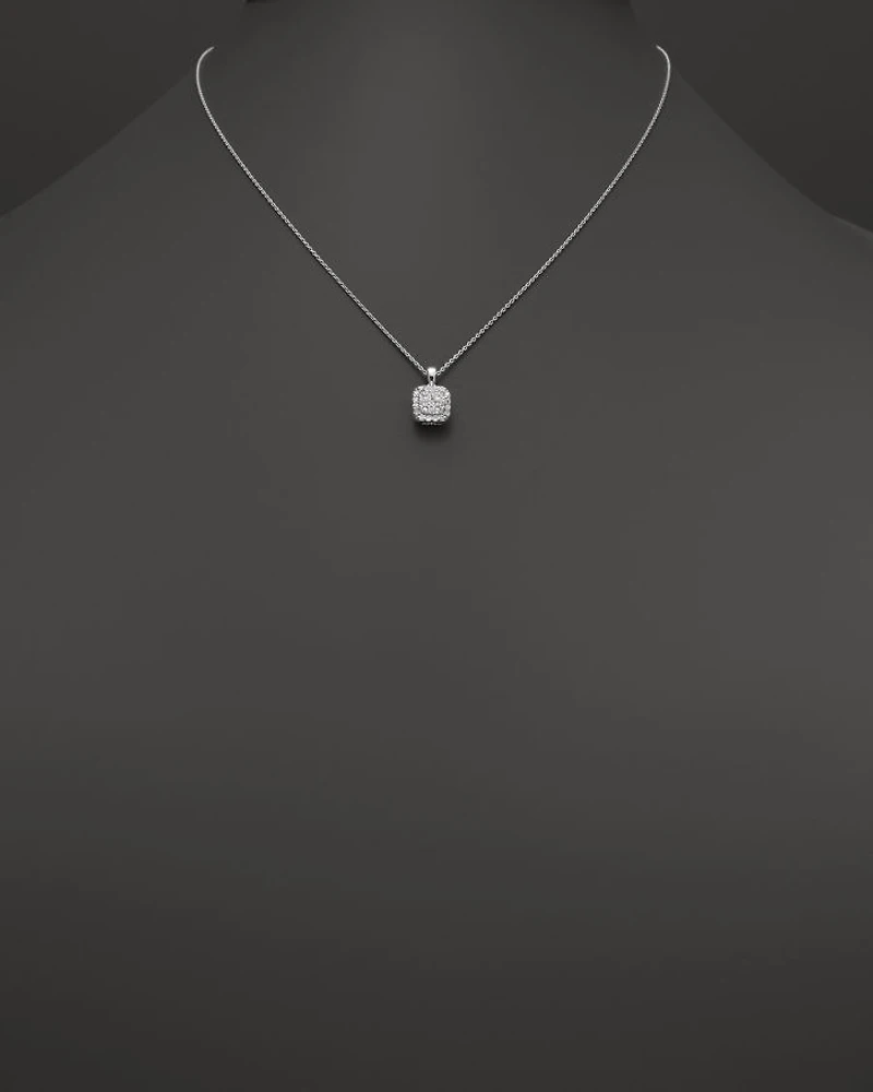 Diamond Cluster Pendant Necklace in 14K White Gold, 0.50 tcw