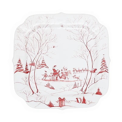 Juliska Country Estate Winter Frolic Ruby Santa's Cookie Tray, Naughty & Nice List