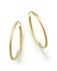 14K Yellow Gold Oval Hoop Earrings