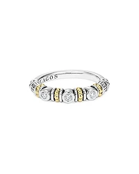 LAGOS Sterling Silver Three Diamond Rittenhouse Stacking Ring with 18K Gold Stations
