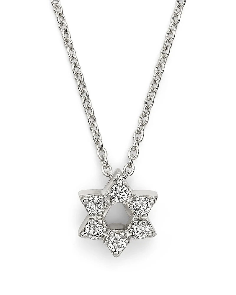 Roberto Coin 18K White Gold Star of David Pendant Necklace with Diamonds, 16-18