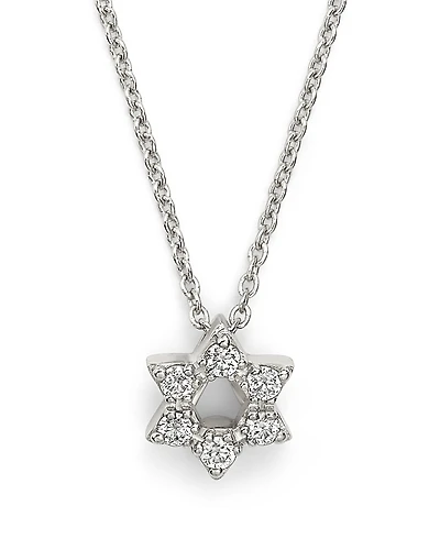 Roberto Coin 18K White Gold Star of David Pendant Necklace with Diamonds, 16-18