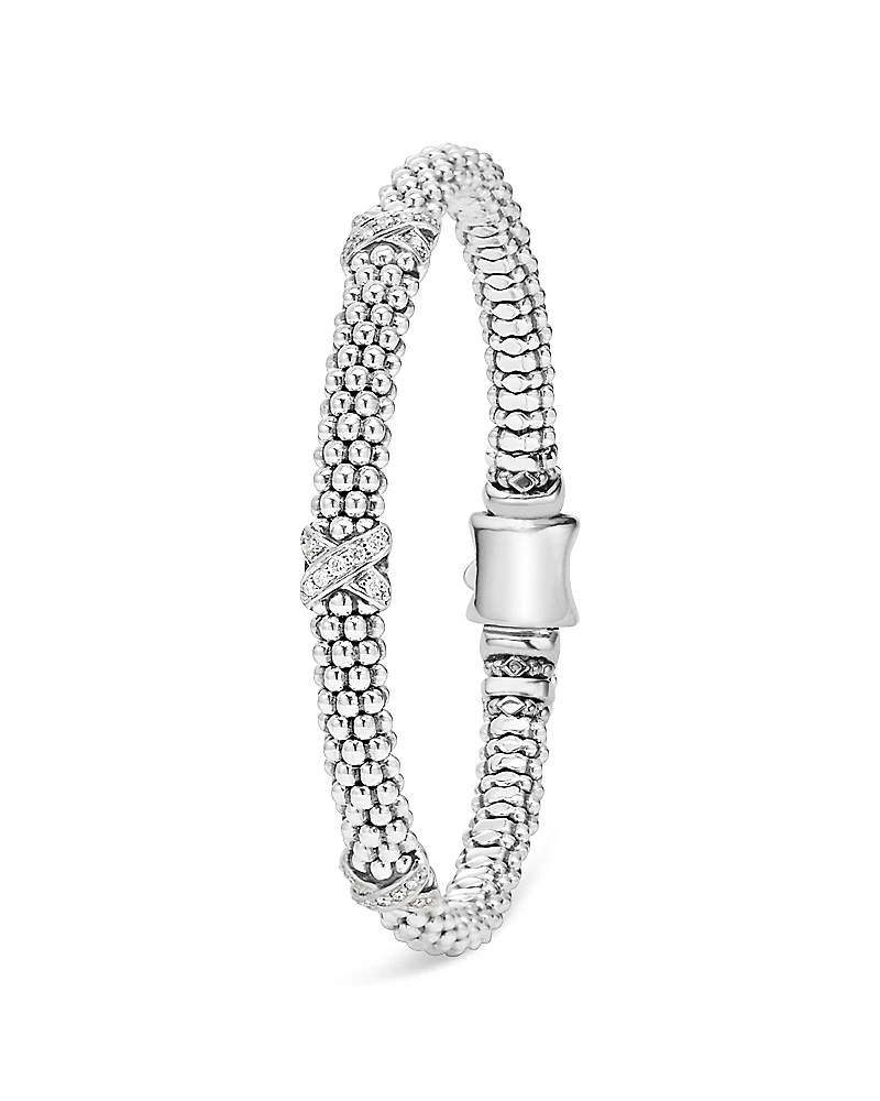 Lagos Sterling Silver Embrace Collection Rope Bracelet with Diamonds