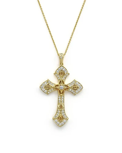 Diamond Cross Pendant Necklace in 14K Yellow Gold, .50 tcw