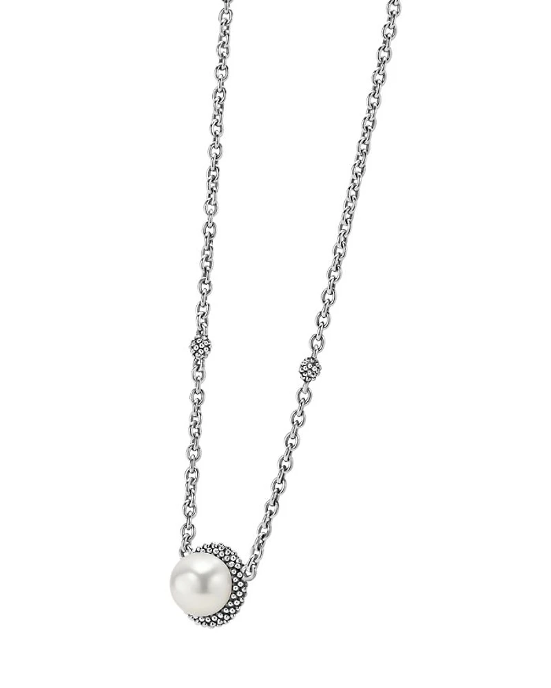 LAGOS Luna Sterling Silver & Cultured Freshwater Pearl Pendant Necklace, 16"