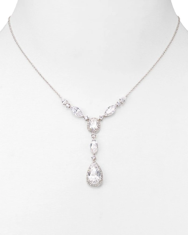 Pear Shaped Drop Lariat Necklace, 16"