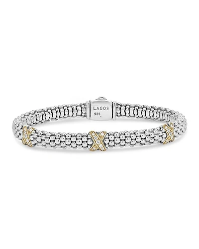 18K Gold & Sterling Silver Embrace Diamond Rope Bracelet, 6mm