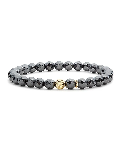 Lagos Caviar Icon Hematite Bracelet with 18K Gold Caviar Station