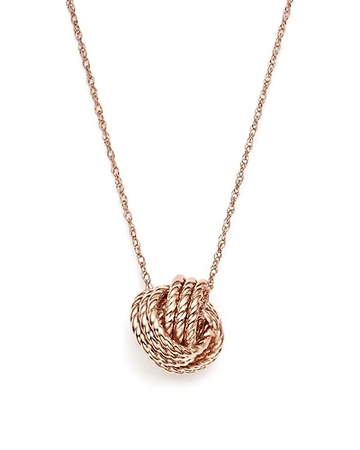 14K Rose Gold Twisted Love Knot Necklace, 18"