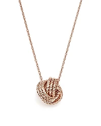 14K Rose Gold Twisted Love Knot Necklace, 18