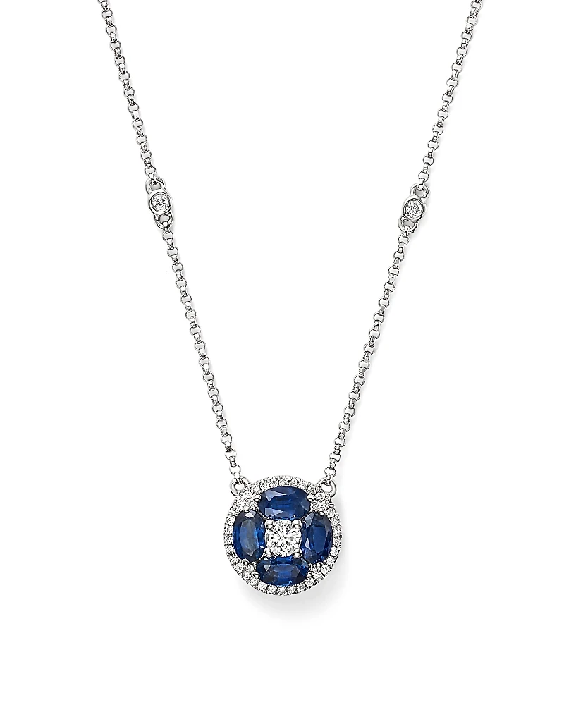 Blue Sapphire and Diamond Pendant Necklace
