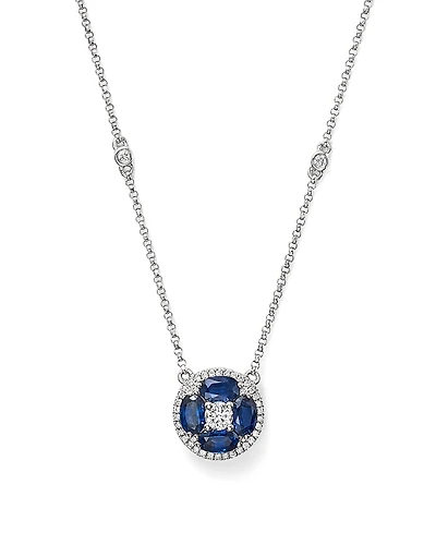 Blue Sapphire and Diamond Pendant Necklace