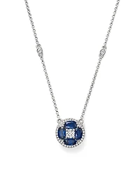 Blue Sapphire and Diamond Pendant Necklace