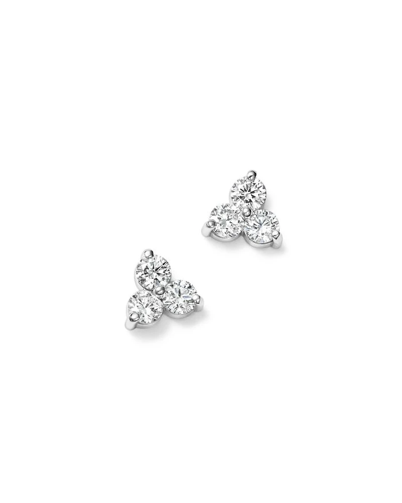 Diamond Trio Stud Earrings 14K White Gold, 0.20-2.0 tcw