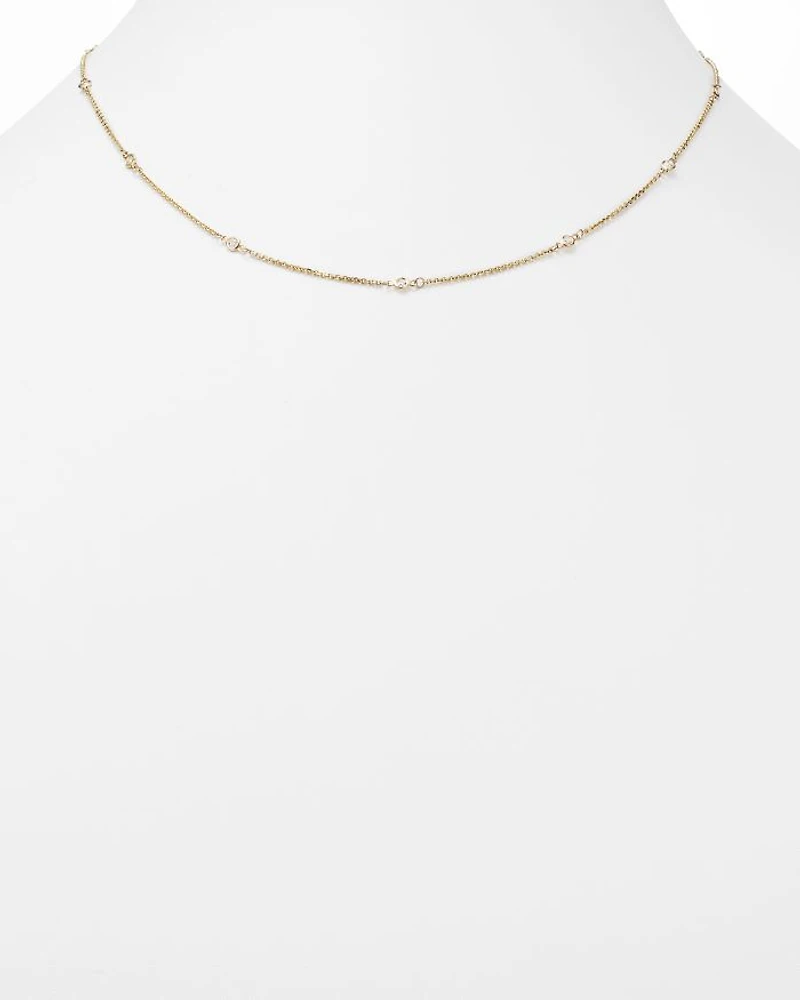 Diamond Station Necklace in 14K Yellow Gold, .30 tcw
