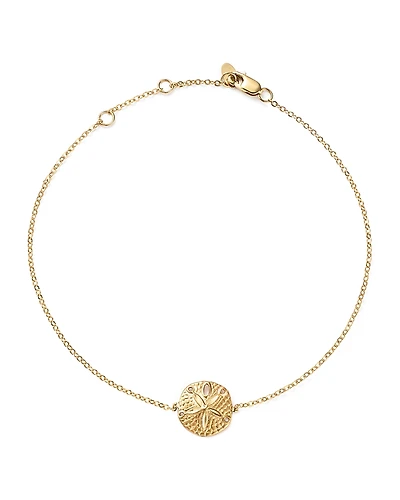 14K Yellow Gold Sand Dollar Ankle Bracelet