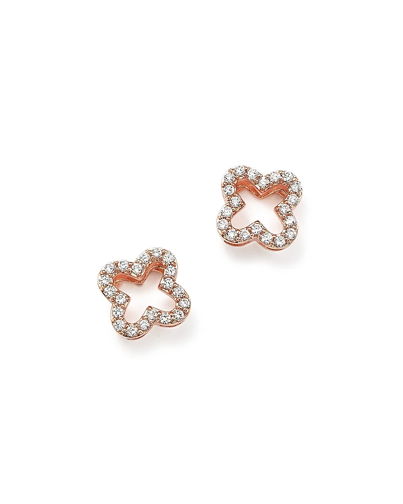 Diamond Clover Stud Earrings