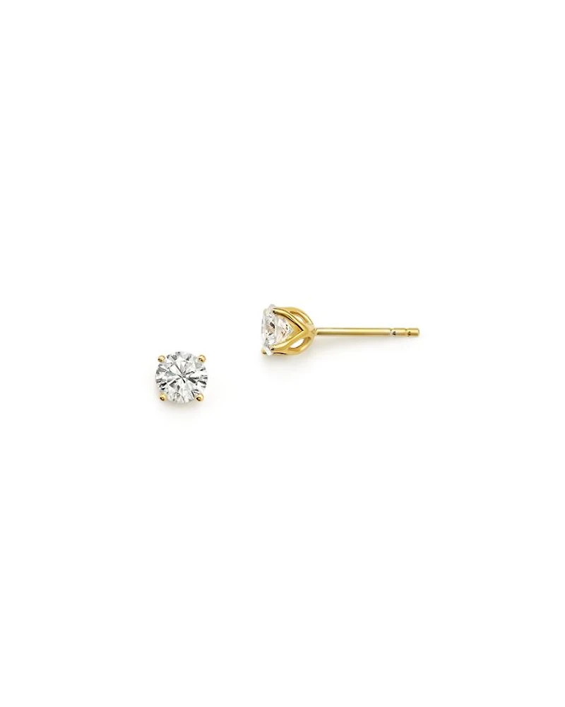 Diamond Round Tulip Stud Earrings 14K Yellow Gold, 0.25-1.0 tcw