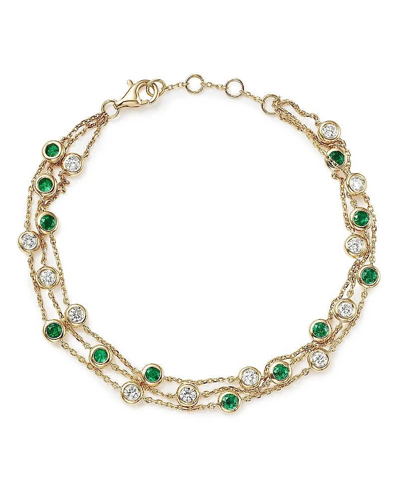 Bloomingdale's Fine Collection Emerald & Diamond Station Bracelet
