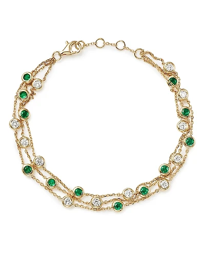 Bloomingdale's Fine Collection Emerald & Diamond Station Bracelet