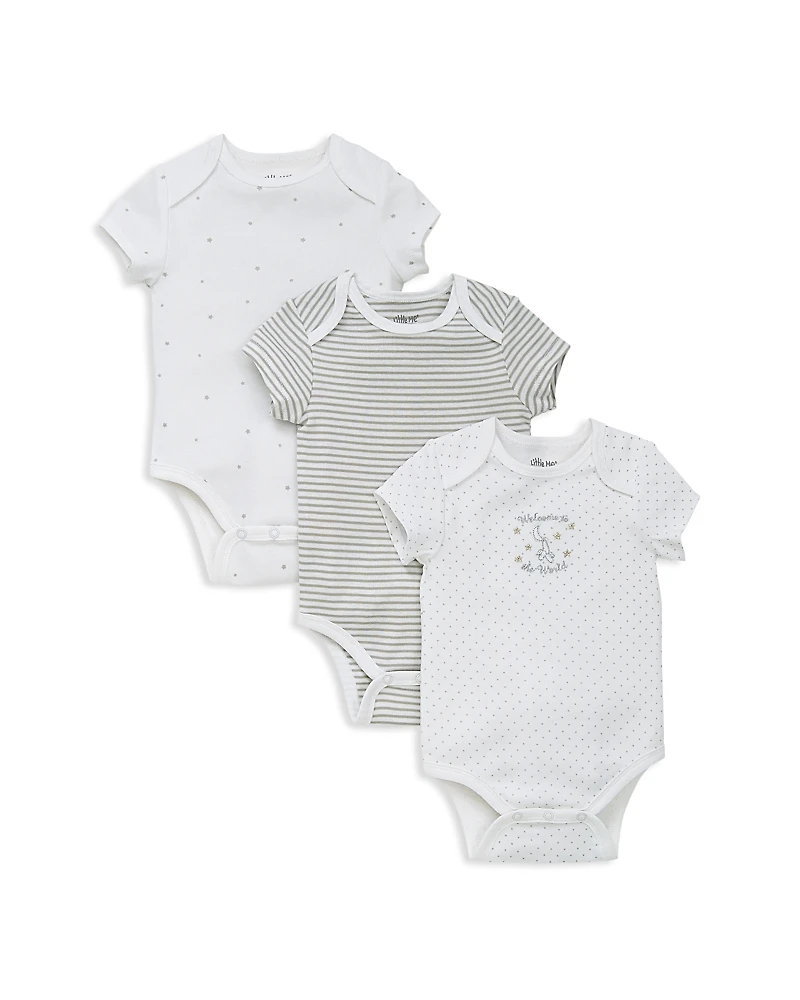 Little Me Boys' Welcome World Bodysuit, 3 Pack - Baby