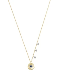 Meira T 14K White & Yellow Gold Evil Eye Sapphire & Diamond Disc Pendant Necklace, 16