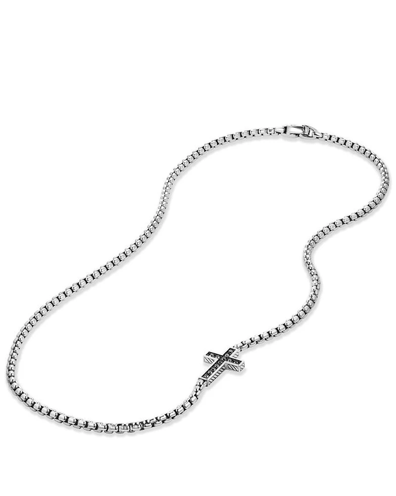 Men's Pavé Cross Necklace with Black Diamonds