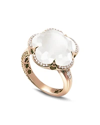 Pasquale Bruni 18K Rose Gold Bon Ton Floral Milky Quartz & Diamond Ring
