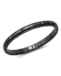 Roberto Demeglio 18K White Gold & Matte Black Ceramic Pura Stretch Bracelet with Alternating Diamond Bezels