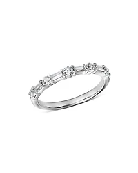 Diamond Baguette & Round Band in 14K White Gold, 0.50 tcw