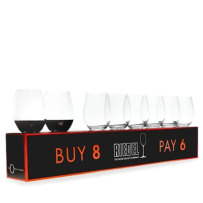 Riedel O Stemless Cabernet Glasses, Pay 6 Get 8