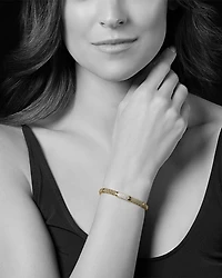18K Yellow Gold Caviar Diamond Slim Station Bracelet