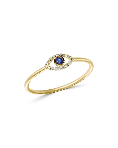 Meira T 14K Yellow Gold Evil Eye Blue Sapphire & Diamond Ring