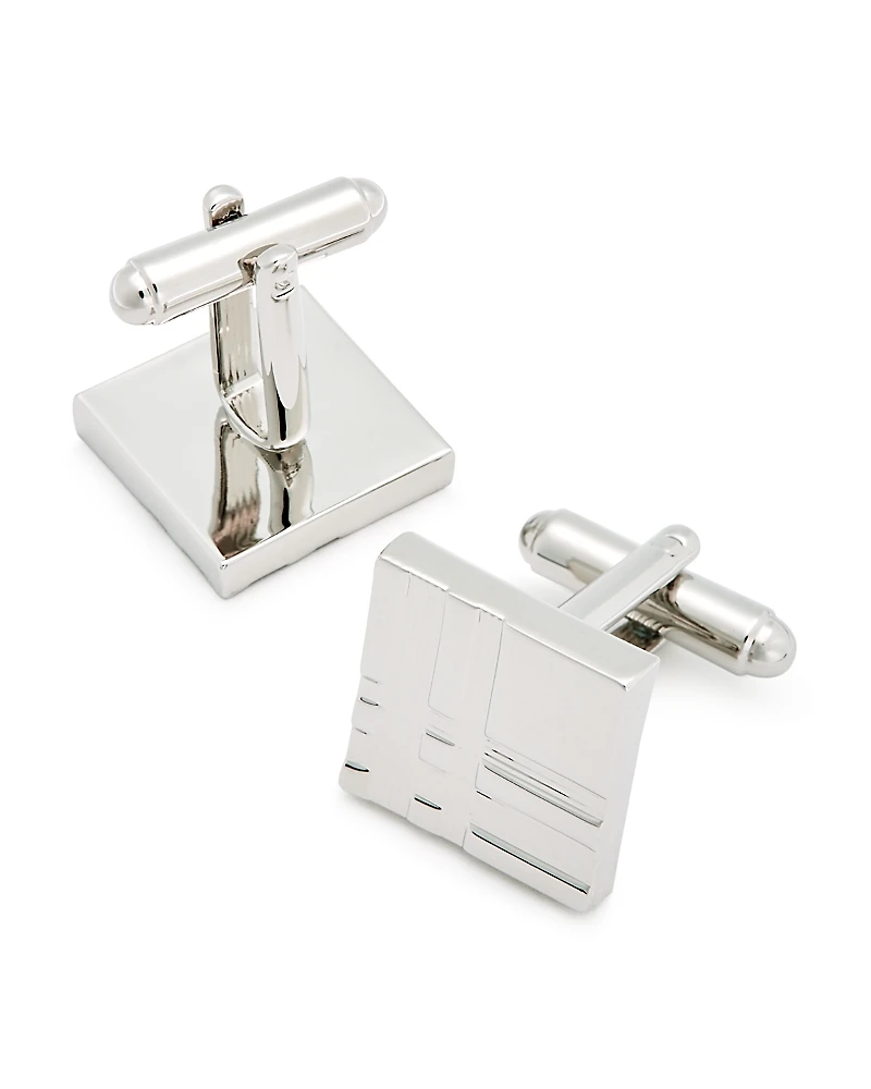 Link Up Engraved Plaid Square Cufflinks
