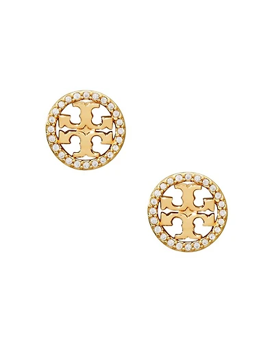 Crystal Circle Logo Stud Earrings