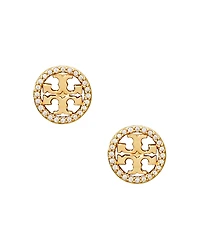 Tory Burch Crystal Circle Logo Stud Earrings