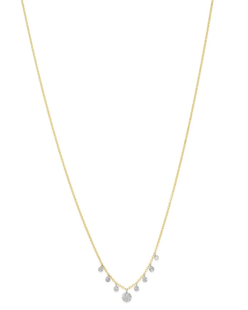14K Yellow & White Gold Diamond Multi Disc Pendant Necklace, 18"