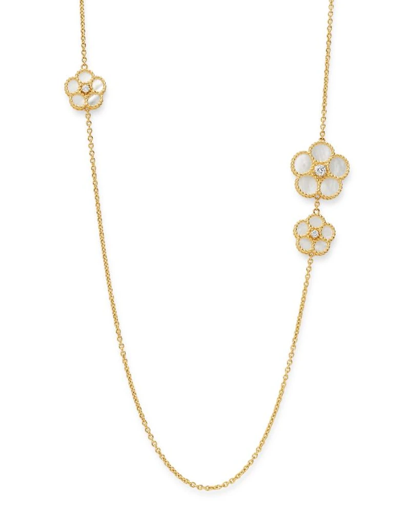 18K Yellow Gold Daisy Mother-of-Pearl & Diamond Station Necklace, 31" - Exclusive