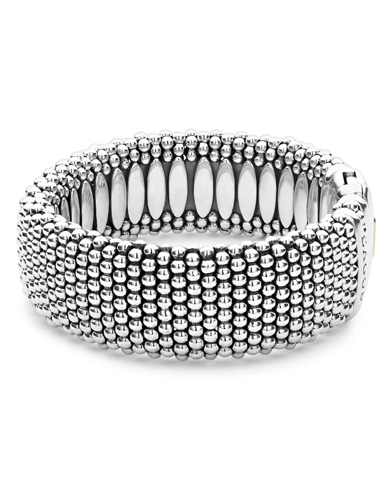 Sterling Silver Caviar Wide Bracelet