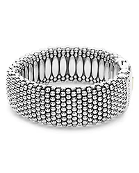 Sterling Silver Caviar Wide Bracelet