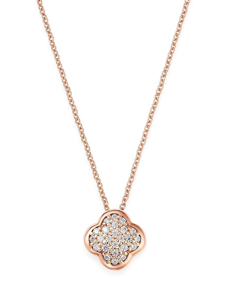 Bloomingdale's Fine Collection Pave Diamond Clover Pendant Necklace