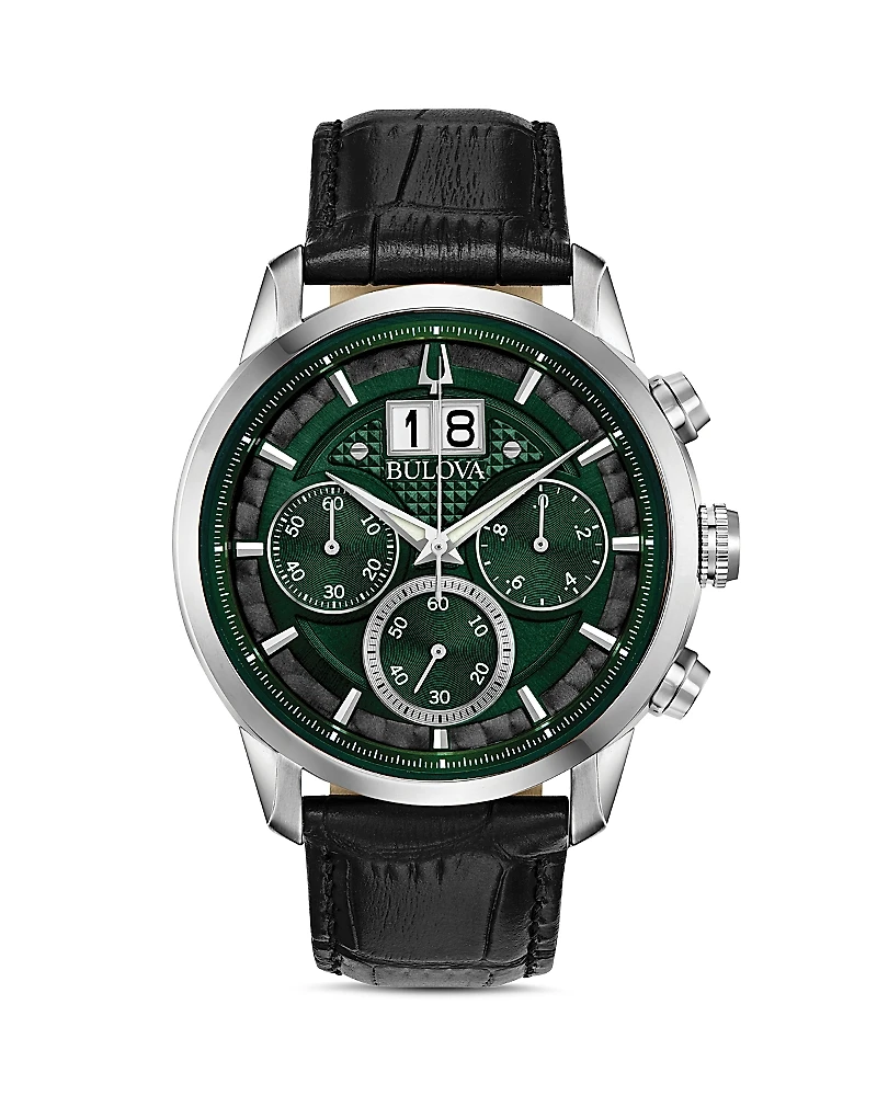 Bulova Sutton Classic Big Date Dark Green Dial Chronograph, 44mm